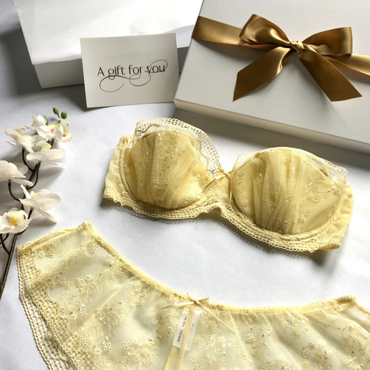 Trellis Lingerie Gift Set - 1 Padded Bra and 2 Shorts in a Gift Box (A to DD cup) Bra Irresistible Lingerie Ltd