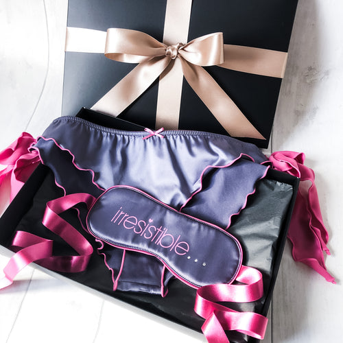Adore Lingerie Gift Set - Padded Plunge Bra and 2 Shorts in a Gift Box (A  to D cup)