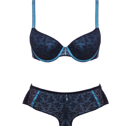 Midnight Garden Lingerie Gift Set - 1 Bra and 2 Shorts in a Gift Box (A to D cup) Bra Irresistible Lingerie Ltd