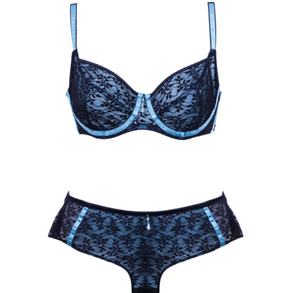 Midnight Garden Lingerie Gift Set - 1 Bra and 2 Shorts in a Gift Box (DD to G cup) Bra Irresistible Lingerie Ltd